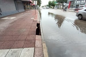 La zona del hundimiento tras la lluvia de este martes.