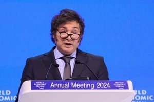 Argentina's President Javier Milei speaks, during the 54th annual meeting of the World Economic Forum, in Davos, Switzerland, January 17, 2024. REUTERS/Denis Balibouse