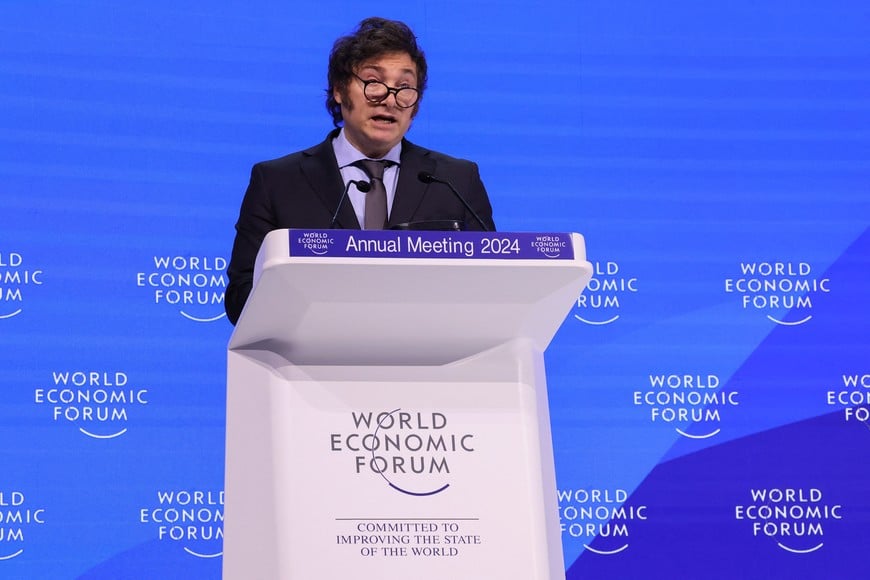 Argentina's President Javier Milei speaks, during the 54th annual meeting of the World Economic Forum (WEF), in Davos, Switzerland, January 17, 2024. REUTERS/Denis Balibouse