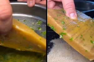 El usuario hizo una milanesa de madera y se volvió viral en redes sociales .