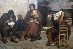 “La sopa de los pobres (Venecia)”, óleo sobre tela de 1884. Foto: Museo Nacional de Bellas Artes