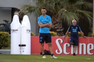 Lionel Scaloni habló antes de la práctica del miércoles.