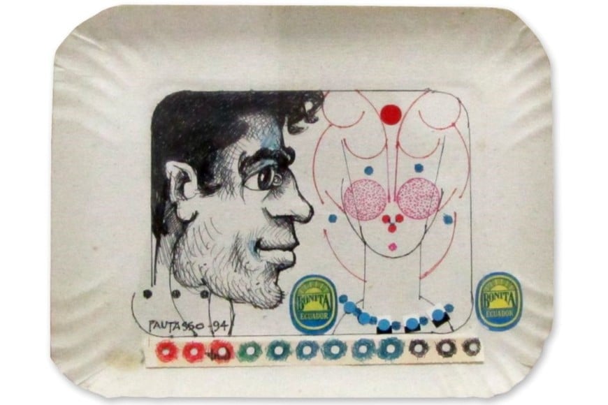 Richard Pautasso: Bandeja de cartón de la muestra “Ojos bien abiertos”.