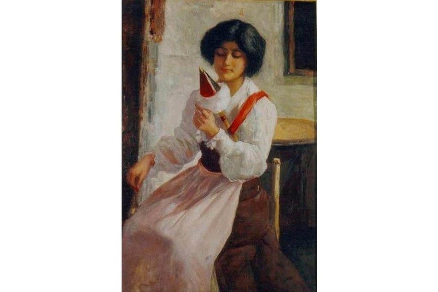 "La hilandera", óleo sobre tela de 1884. Foto: Arte de la Argentina